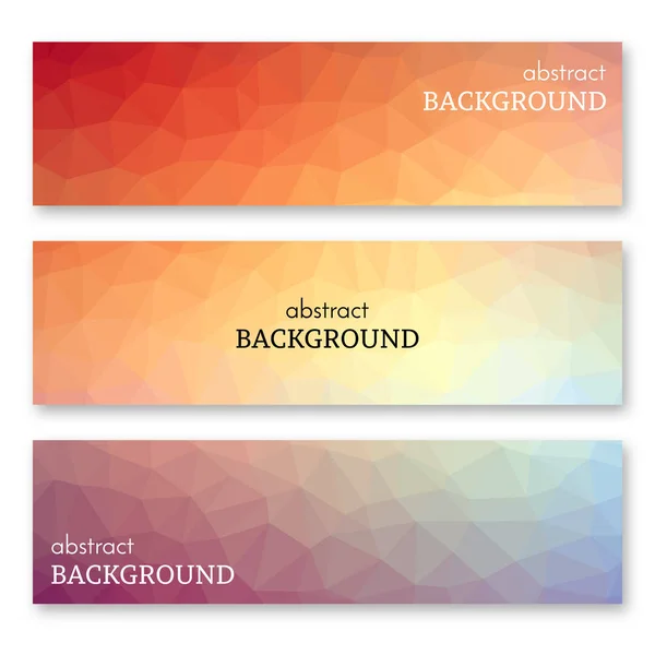 Set of three banners in low poly art style — Stock Vector