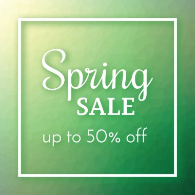 Poligonal arka plan bahar satışı büyük başlığı