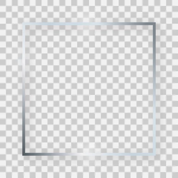 Срібна блискуча квадратна рамка зі світючими ефектами — стоковий вектор