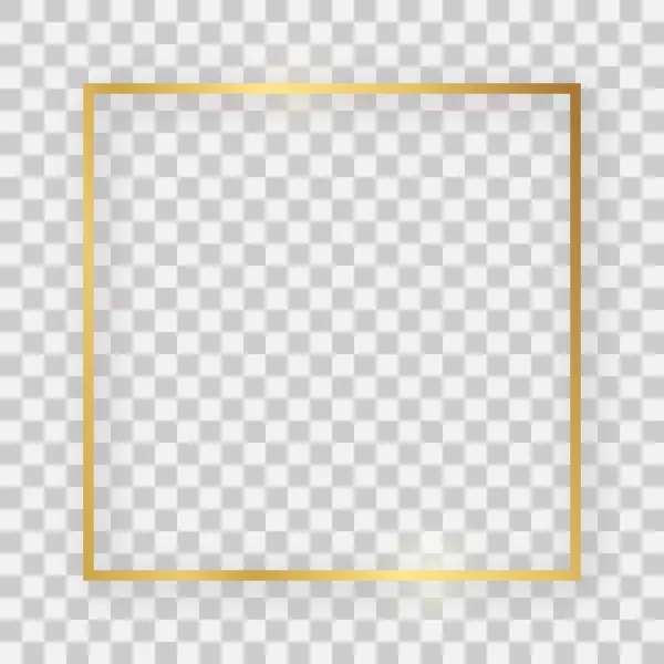 Золотая блестящая квадратная рамка с эффектом сияния — стоковый вектор
