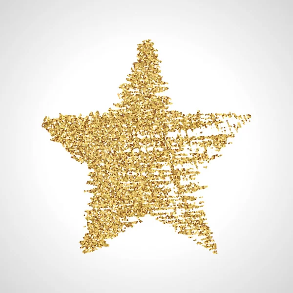 Estrela desenhada à mão com efeito de brilho dourado — Vetor de Stock