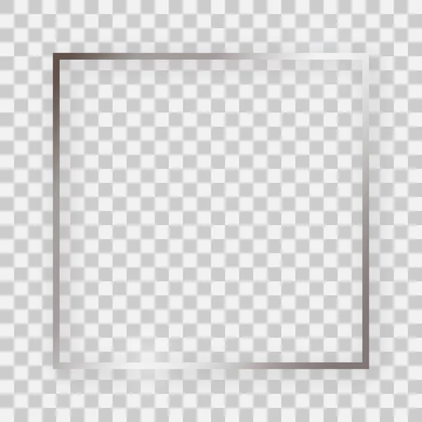 Срібна блискуча квадратна рамка зі світючими ефектами — стоковий вектор