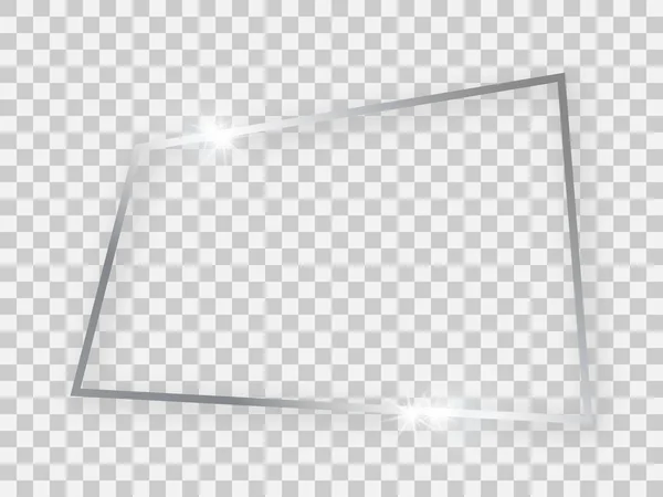 Срібна блискуча прямокутна рамка — стоковий вектор