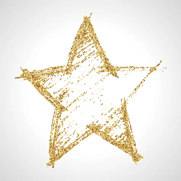 Hand drawn star with gold glitter effect — Stock Vector