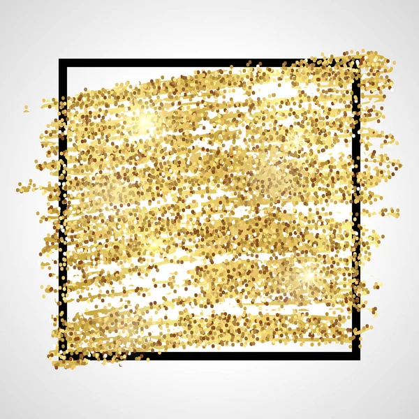 Блестящий фон из золотой краски с черным квадратом — стоковый вектор