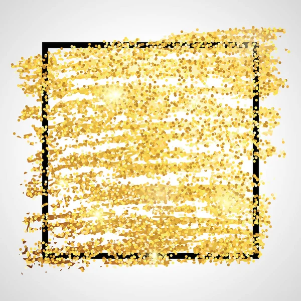 Goldene Farbe glitzernder Hintergrund mit schwarzem Quadrat — Stockvektor