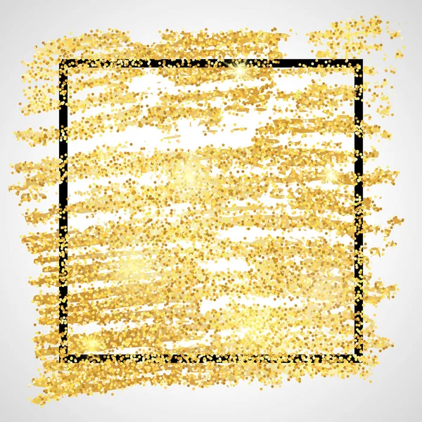 Pintura dourada brilhante pano de fundo com quadrado preto — Vetor de Stock