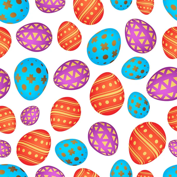 Patrón sin costuras con coloridos huevos de Pascua — Vector de stock