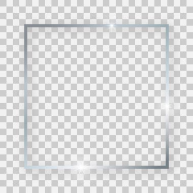 Parlayan etkileri ile gümüş parlak kare çerçeve