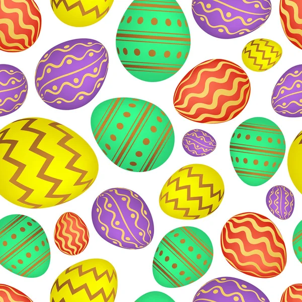 Patrón sin costuras con coloridos huevos de Pascua — Vector de stock