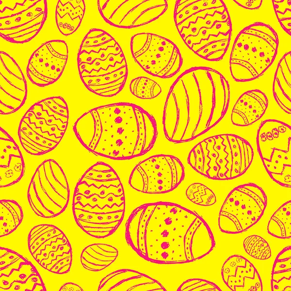 Seamless pattern with hand drawn Easter eggs — Stock Vector