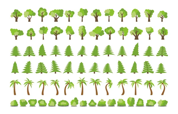 Grand ensemble d'arbres et de buissons différents — Image vectorielle