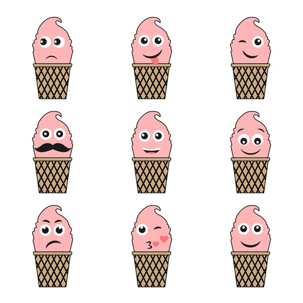 Conjunto de helado de emoji — Archivo Imágenes Vectoriales