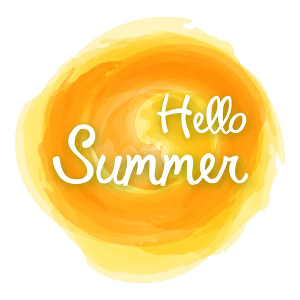 Hello nyár sárga akvarell spot — Stock Vector