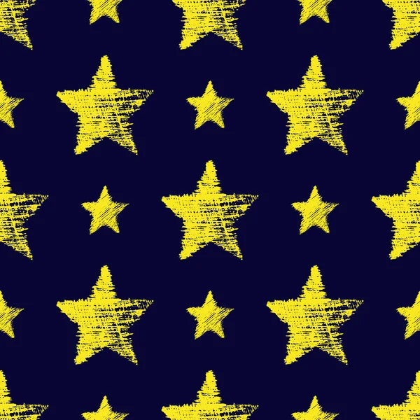 Patrón sin costura con estrellas dibujadas a mano — Vector de stock