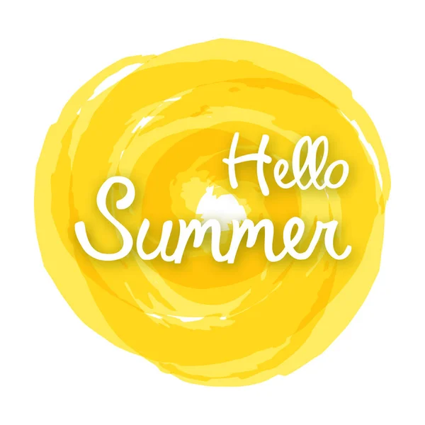 Hello nyár sárga akvarell spot — Stock Vector