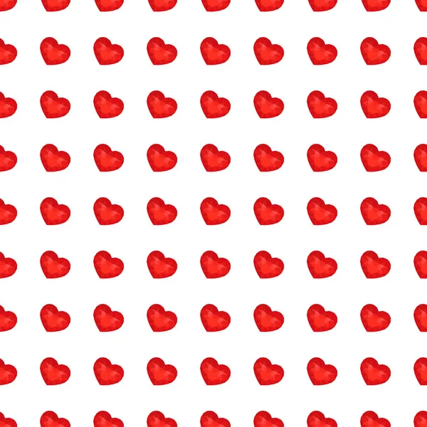 Seamless Pattern with Red Low Poly Heart — Stock Vector