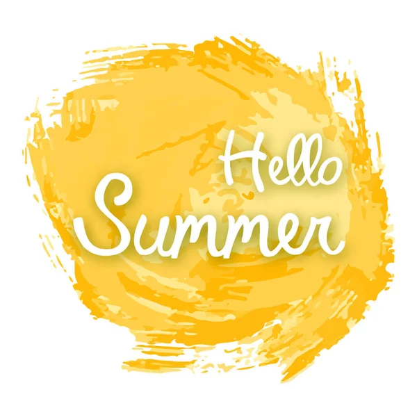 Γεια σας καλοκαίρι σε κίτρινο σημείο υδατογραφήστε — Διανυσματικό Αρχείο