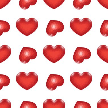 Kırmızı Düşük Poli Kalpli Dikişsiz Desen