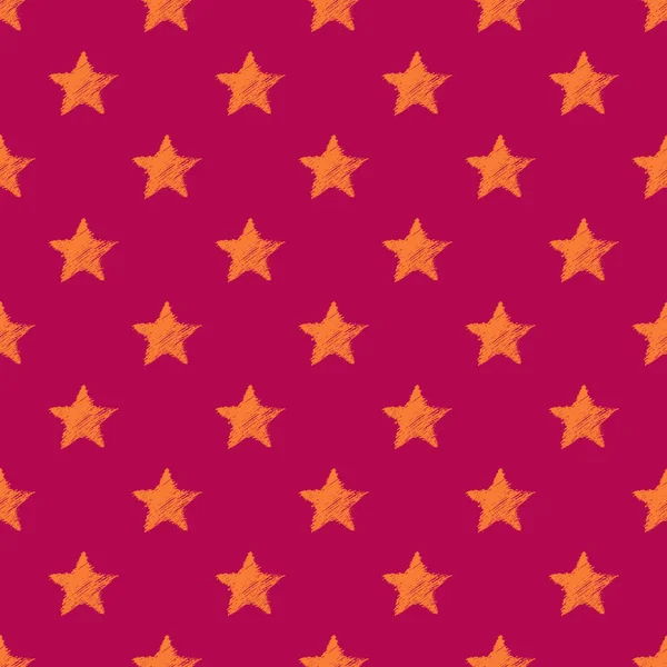 Бесшовный узор с нарисованными вручную звездами — стоковый вектор