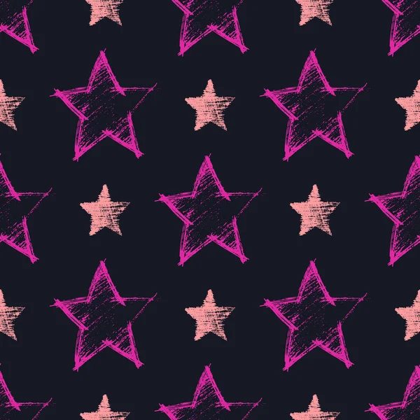 Patrón sin costura con estrellas dibujadas a mano — Vector de stock