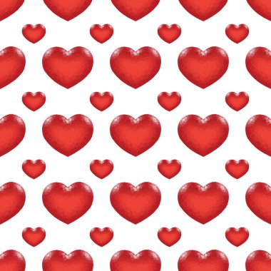Kırmızı Düşük Poli Kalpli Dikişsiz Desen
