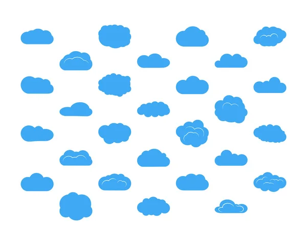 Набор из двадцати восьми голубых облаков — стоковый вектор