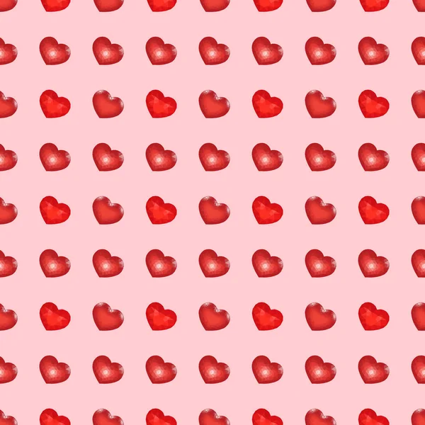 Бесшовный узор с красным низкополированным сердцем — стоковый вектор