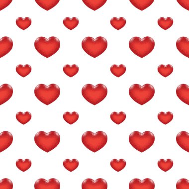 Kırmızı Düşük Poli Kalpli Dikişsiz Desen