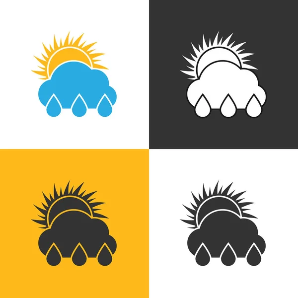 Set of four Rain sunny day icon — Stock Vector