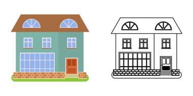 Düz ve çizgi tarzında ev ön görünümü