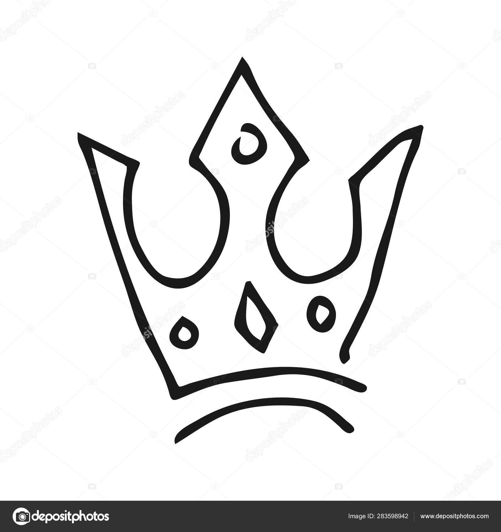 Simple Graffiti Sketch Queen Or King Crown Stock Vector