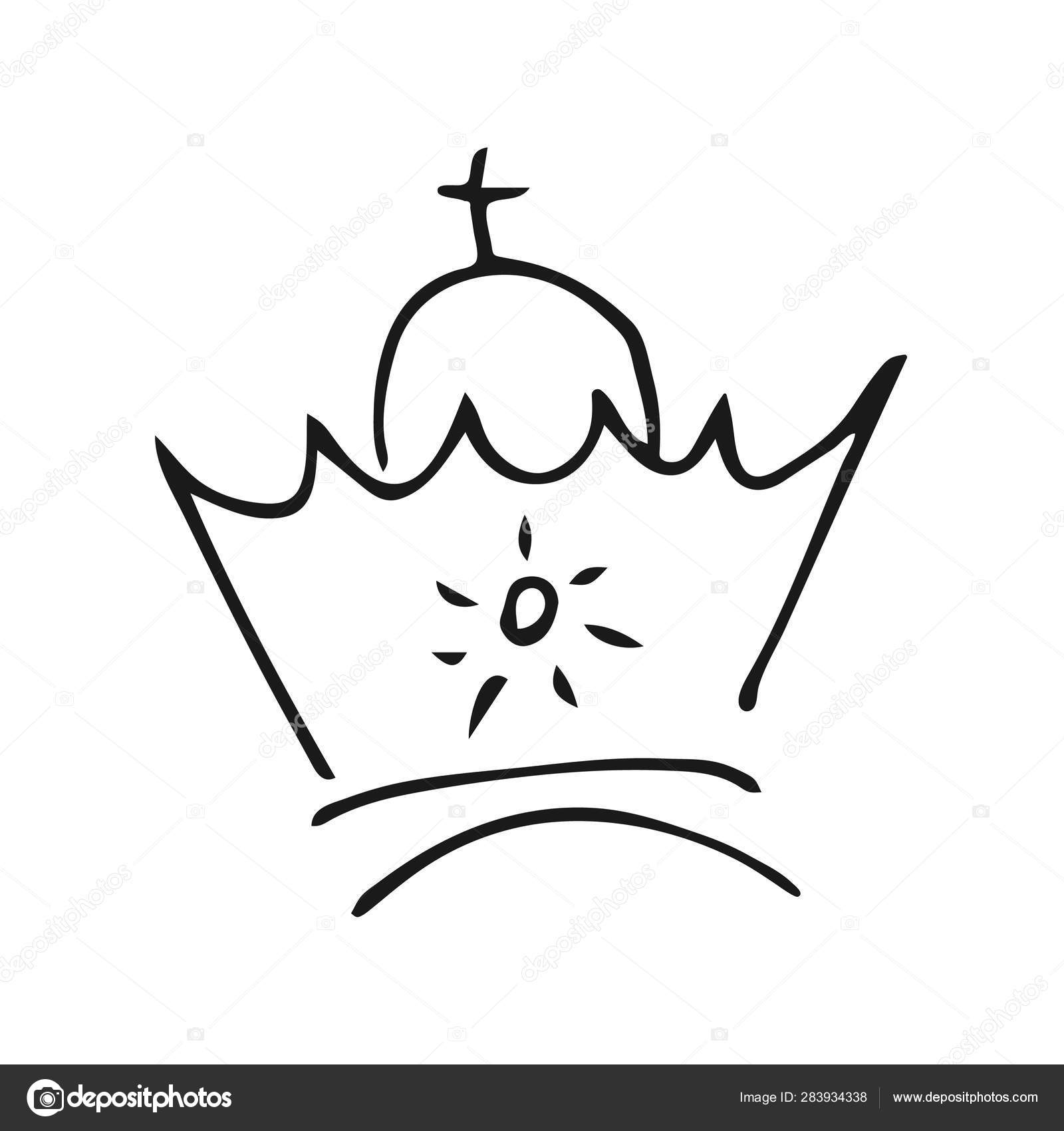 Simple Graffiti Sketch Queen Or King Crown Stock Vector