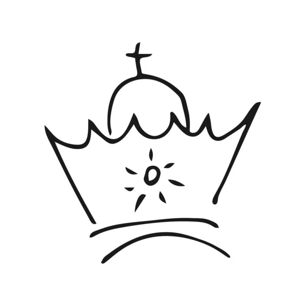 Croquis graffiti simple couronne reine ou roi — Image vectorielle