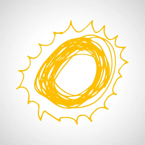 El çekilmiş güneş. Basit bir kroki güneş. Güneş sembolü — Stok Vektör
