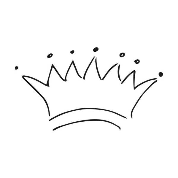 Graffiti schets koningin of koning hand getekende kroon — Stockvector