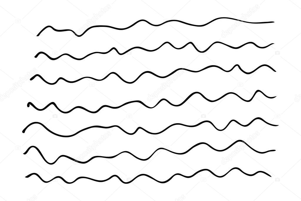 Set of hand drawn wavy lines