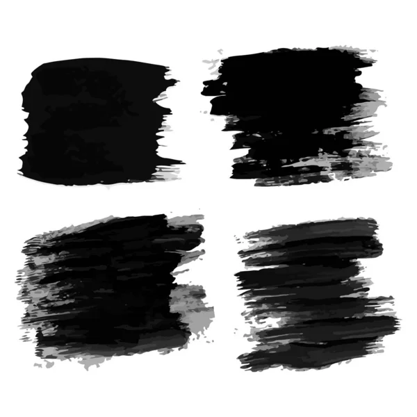 Set of four black hand drawn ink stains — Stock Vector