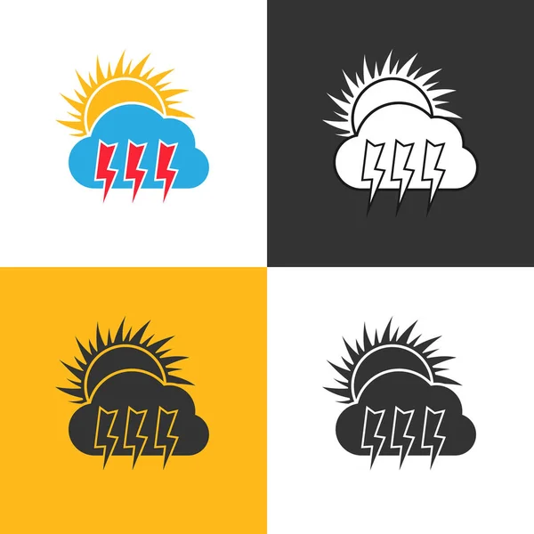 Sunny day thunderstorm weather Icon — Stock Vector