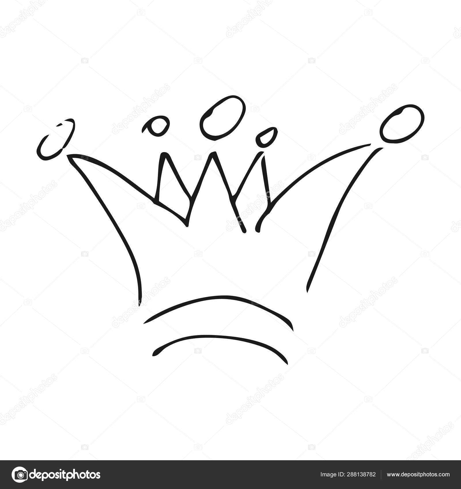 Simple Graffiti Sketch Queen Or King Crown Stock Vector