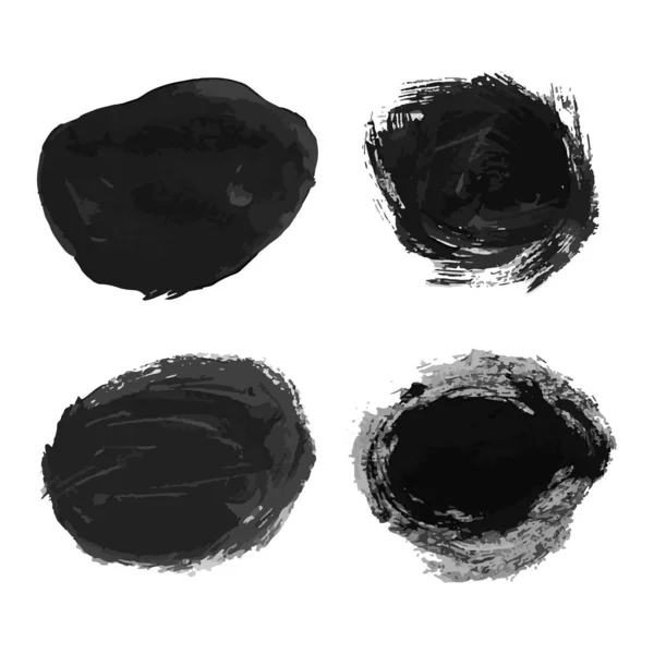 黒い手描きインク汚れ4枚セット — ストックベクタ