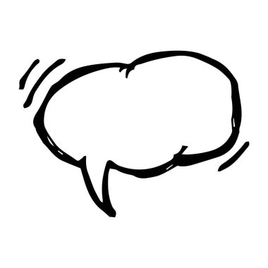 Çizim konuşma balonu. El çizilmiş boş konuşma balonu. Beyaz arka planda boş bulut iletişim. Vektör Illustration.