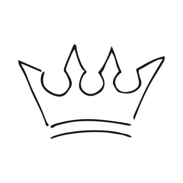 Hand getekende kroon. Eenvoudige graffiti schets koningin of koning kroon. Koninklijke keizerlijke kroning en Monarch symbool. Zwarte borstel doodle geïsoleerd op witte achtergrond. Vector illustratie. — Stockvector