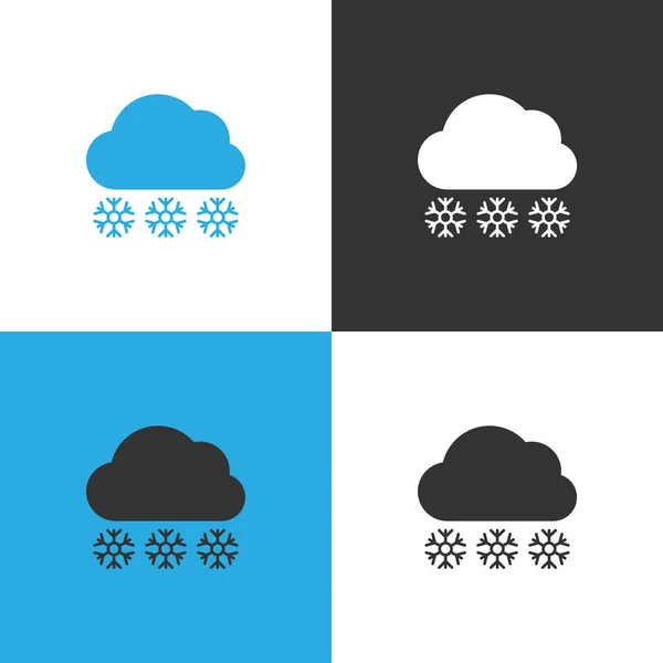 Set of four Cloud with snowfall icon — Stock Vector