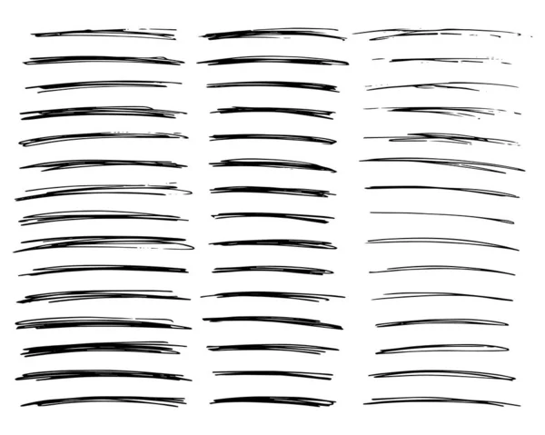 Reihe handgezeichneter schwarzer Kritzelstriche — Stockvektor