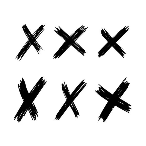 Czarny ręcznie rysowany krzyż symbol — Wektor stockowy