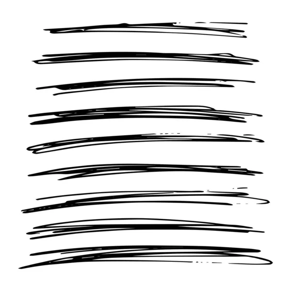 Set di linee nere scarabocchiate disegnate a mano — Vettoriale Stock