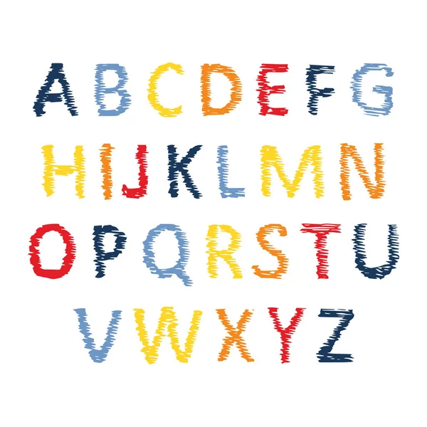 Handgezeichnetes lateinisches Alphabet — Stockvektor