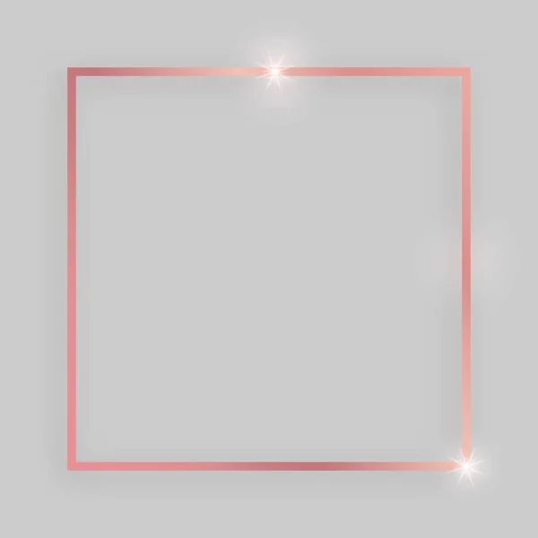 Quadro brilhante quadrado de ouro rosa com efeitos brilhantes — Vetor de Stock