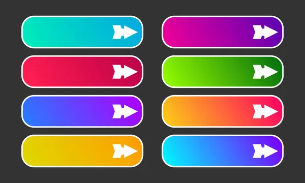 Ensemble de huit boutons de dégradé modernes avec flèches — Image vectorielle